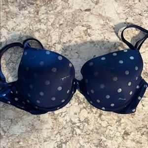 Navy Blue Polka Dot Bra pink Victoria’s Secret bra